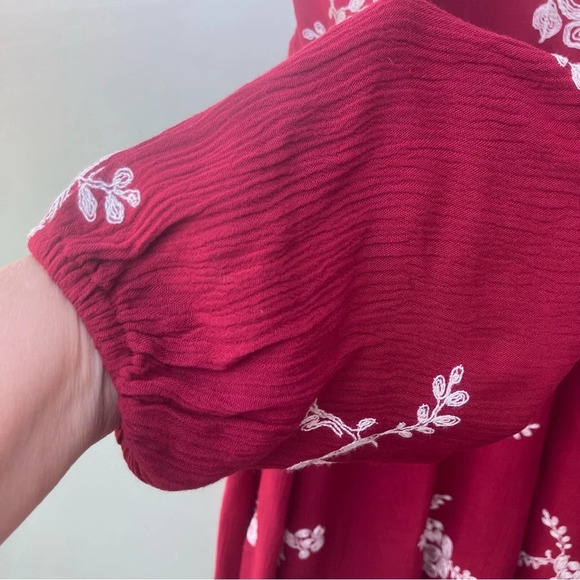 ALTER’D STATE Sz S Oversized Embroidered A-Line Puffy Sleeves V-Neck Mini Dress - Picture 7 of 11